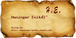 Heninger Enikő névjegykártya
